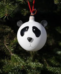 glob brad urs panda, model handmade, pictat manual, ornamen pentru brad