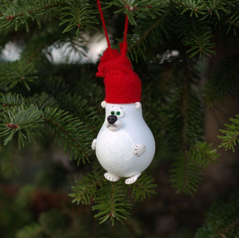 glob-urs-polar - Tracolla Handmade - martisoare, cutii postale personalizate, cani, bijuterii, globuri brad