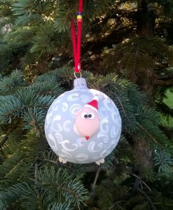 Globuri brad din sticla cu oite